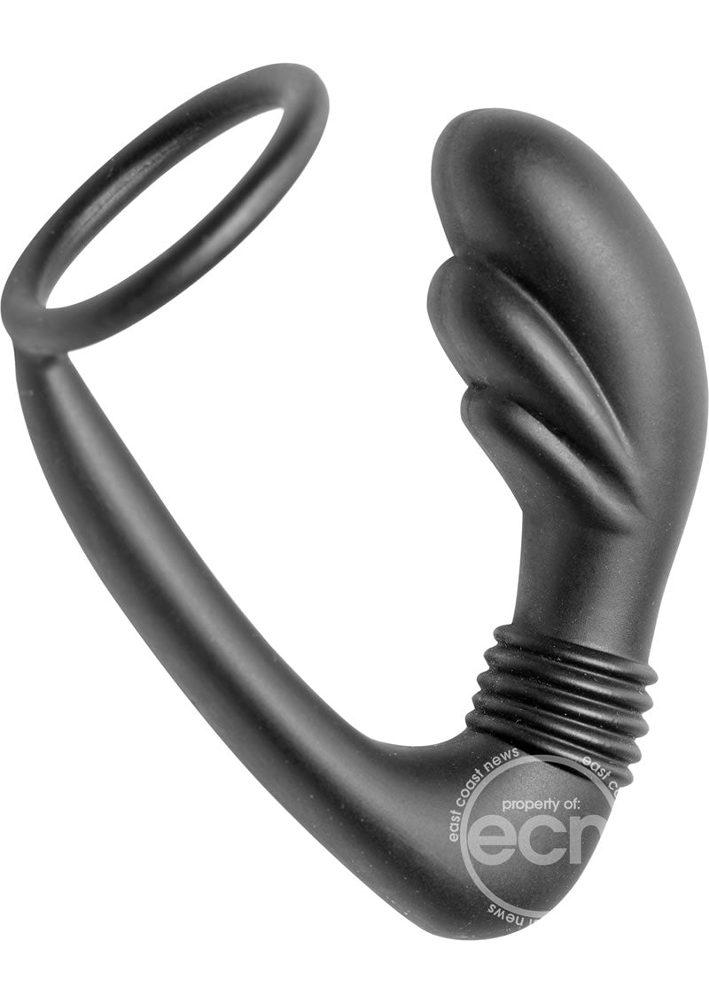 Master Series Cobra Silicone Cock Ring with Butt Plug - Black