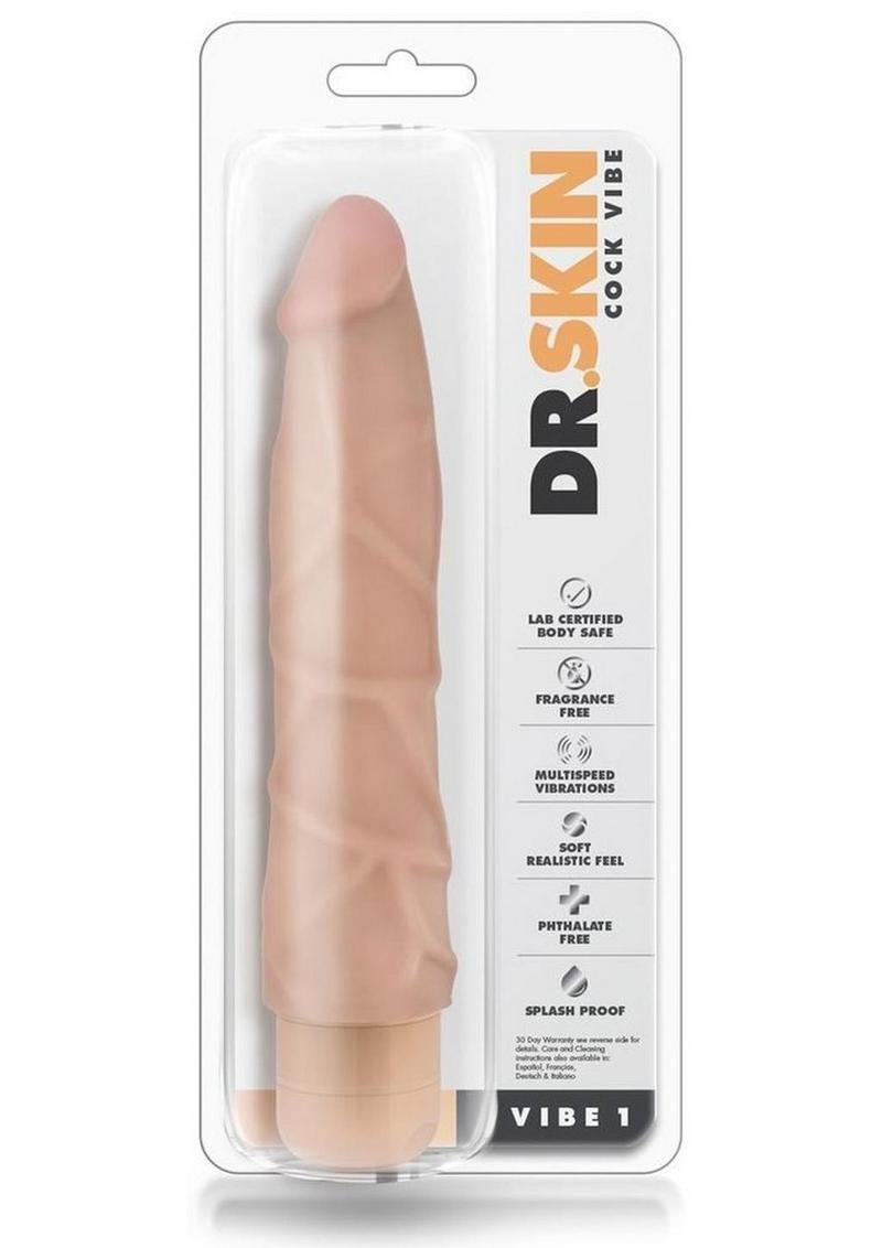 Dr. Skin Silver Collection Cock Vibe 1 Vibrating Dildo 9in - Vanilla