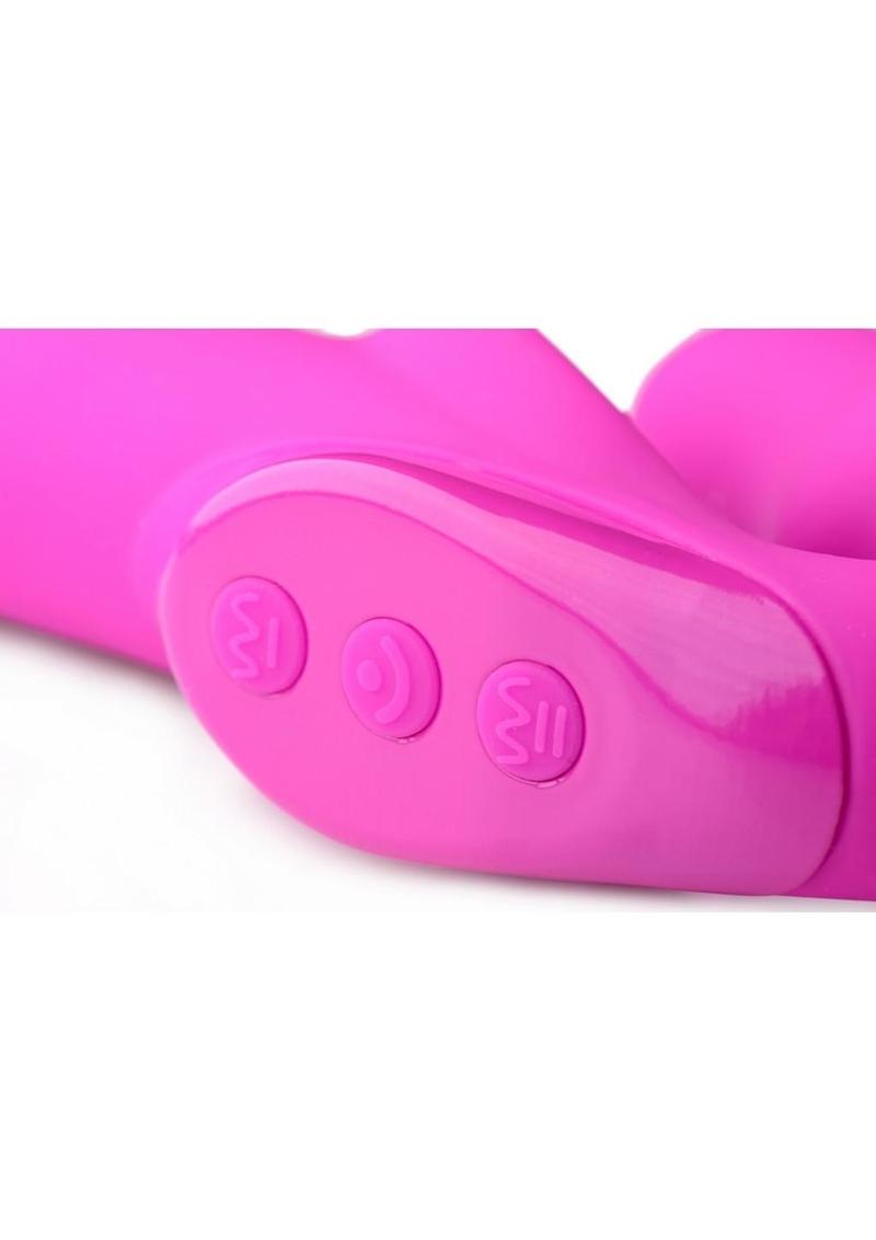 Strap U Evoke Super Charged Rechargeable Silicone Vibrating Strapless Strap On - Pink