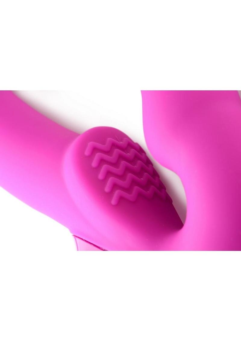 Strap U Evoke Super Charged Rechargeable Silicone Vibrating Strapless Strap On - Pink