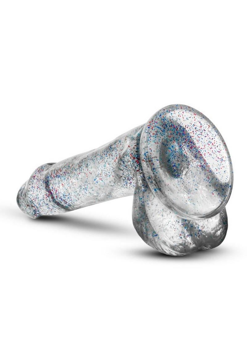 Naturally Yours Glitter Dildo with Balls 6in - Clear
