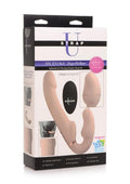 Strap U Inflatable Rechargeable Silicone Ergo Fit Strapless Strap-On with Remote Control - Vanilla