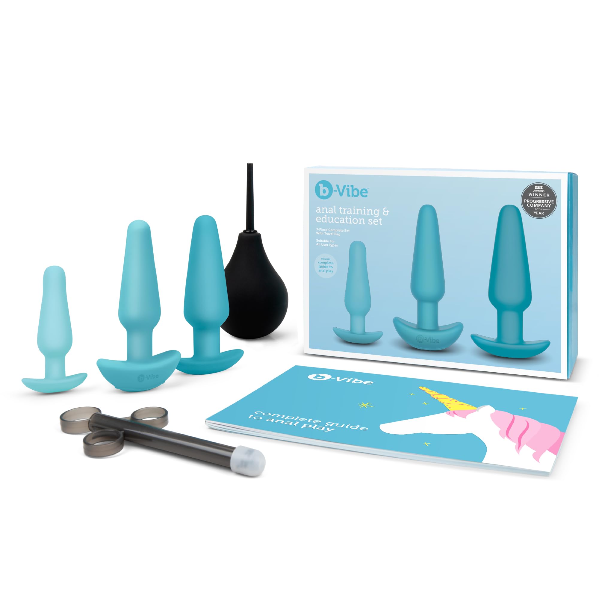 b-Vibe 7-Piece Anal Training & Education Set Teal