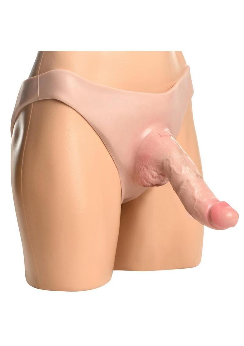 Master Series Curved Hollow Silicone Strap-On - Vanilla