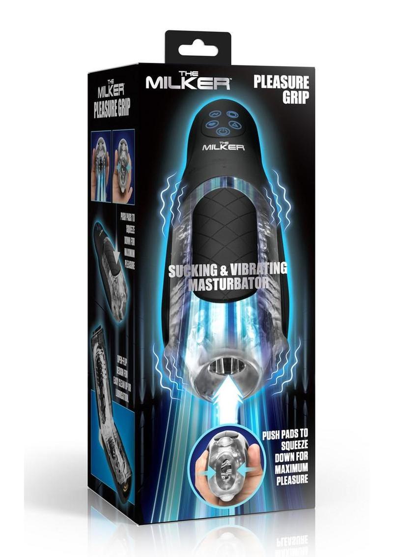 The MK Pleasure Grip Sucking & Vibrating Rechargeable Masturbator - Black