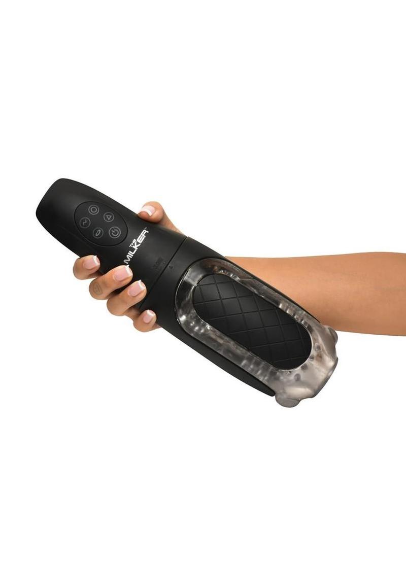 The MK Pleasure Grip Sucking & Vibrating Rechargeable Masturbator - Black