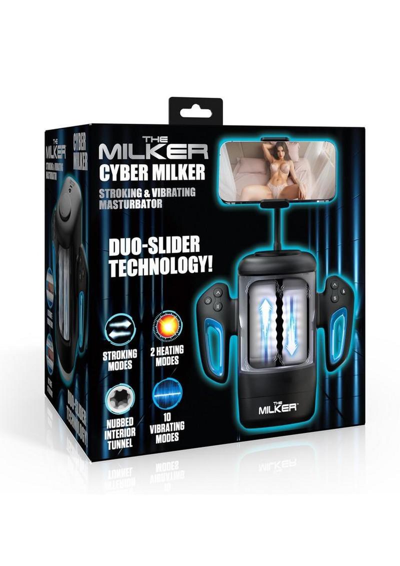 The Milker Cyber Milker Stroking & Vibrating Rechargeable Masturbator - General Orifice - Black