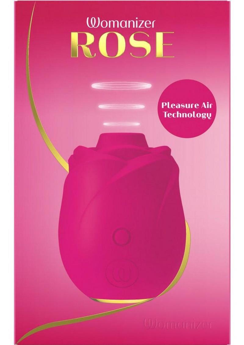 Rose Rechargeable Silicone Air Pulse Clitoral Vibrator - Pink/Gold
