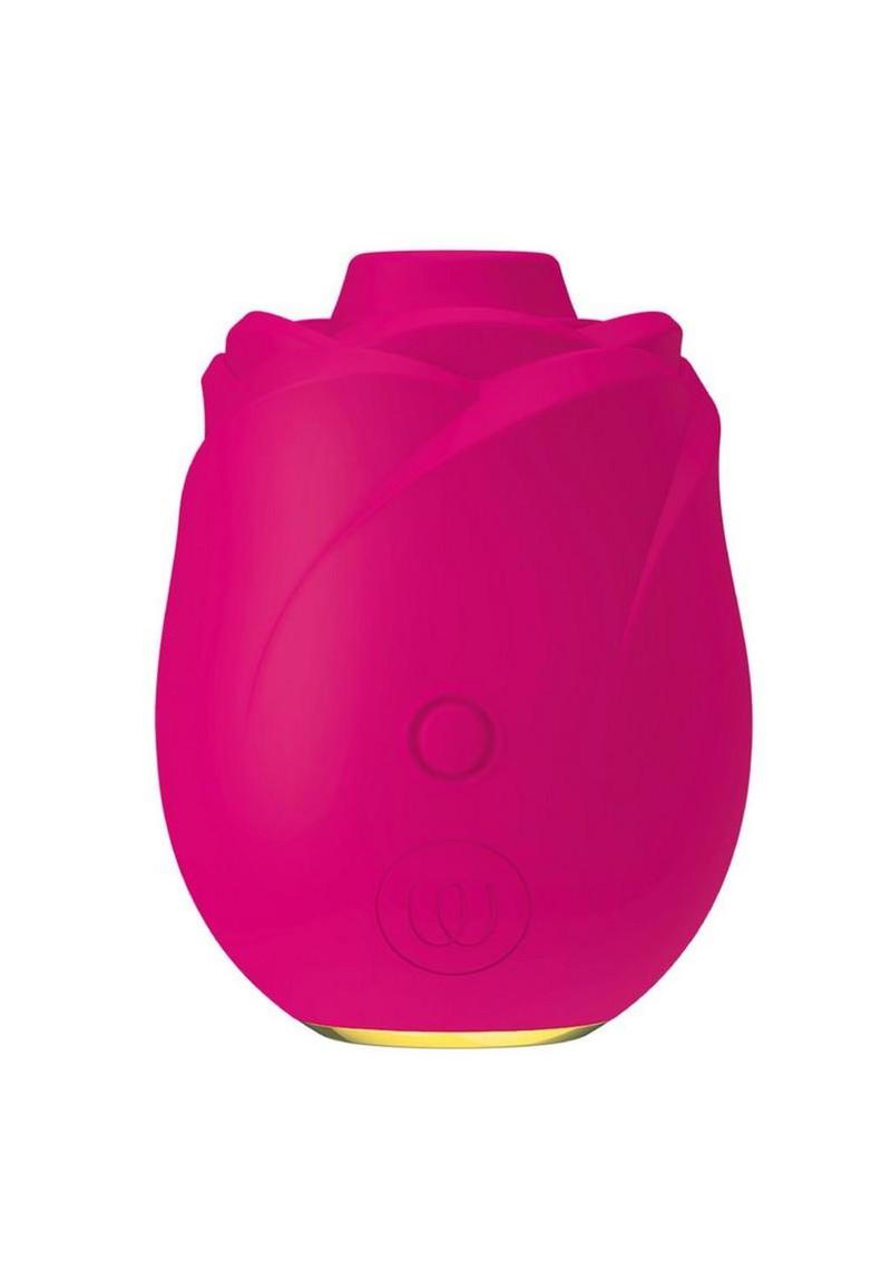 Rose Rechargeable Silicone Air Pulse Clitoral Vibrator - Pink/Gold