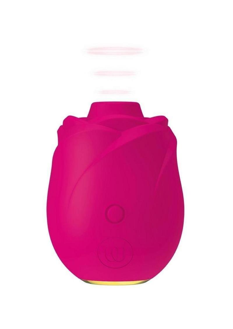 Rose Rechargeable Silicone Air Pulse Clitoral Vibrator - Pink/Gold