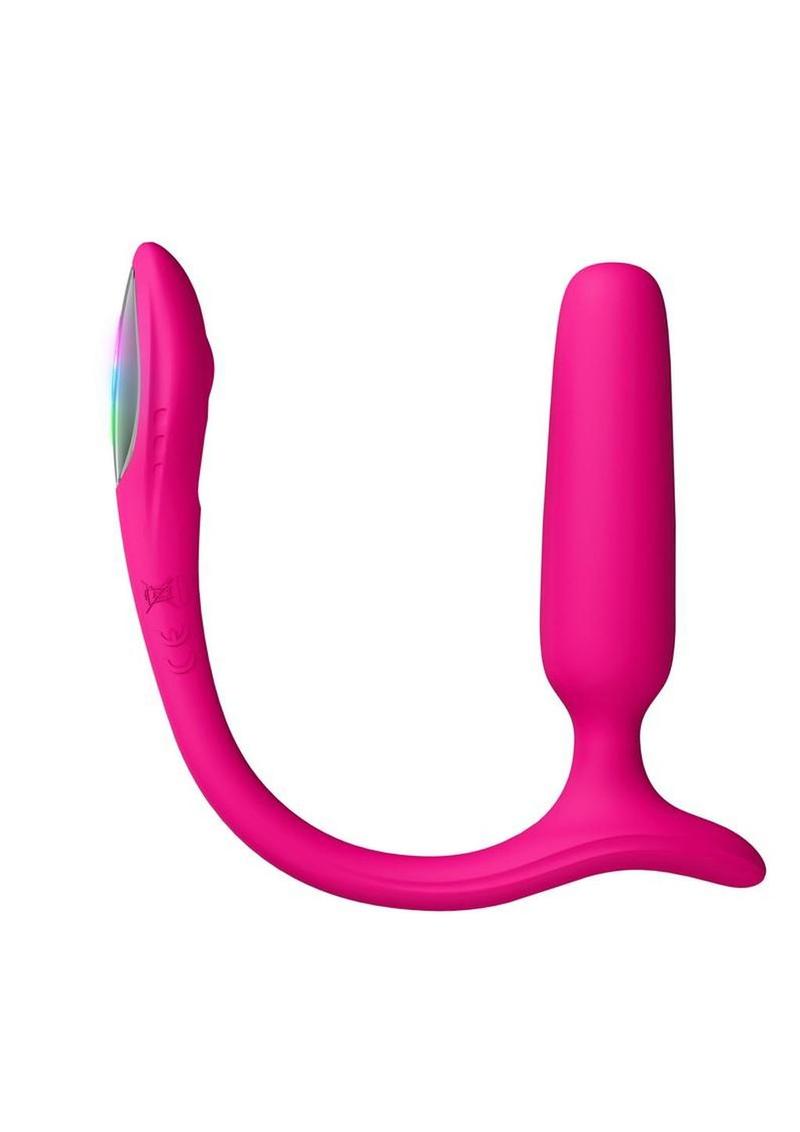 Lovense Lush Rechargeable App Compatible Silicone Vibrating Light Up Anal Plug - Pink