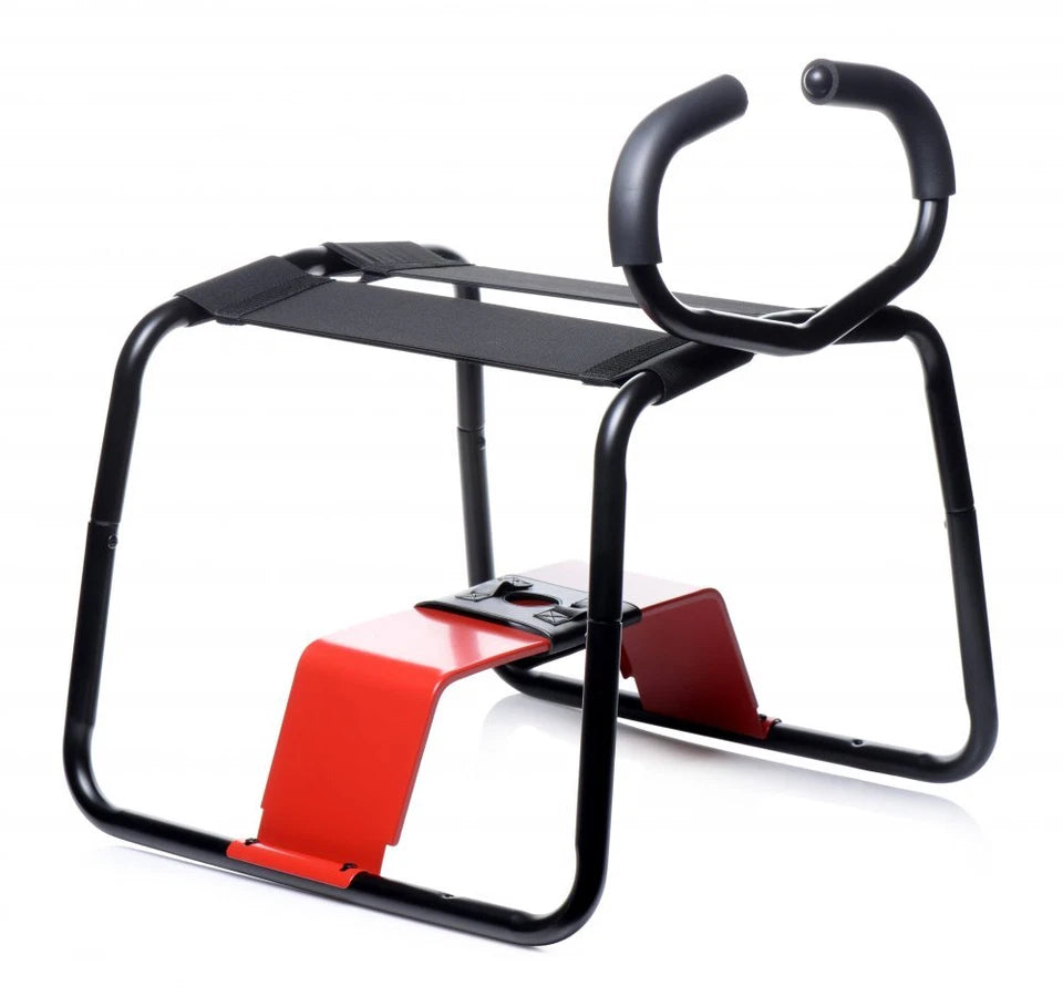 LoveBotz Bangin Bench EZ-Ride Sex Stool with Handles and dildo-dong Black/Red