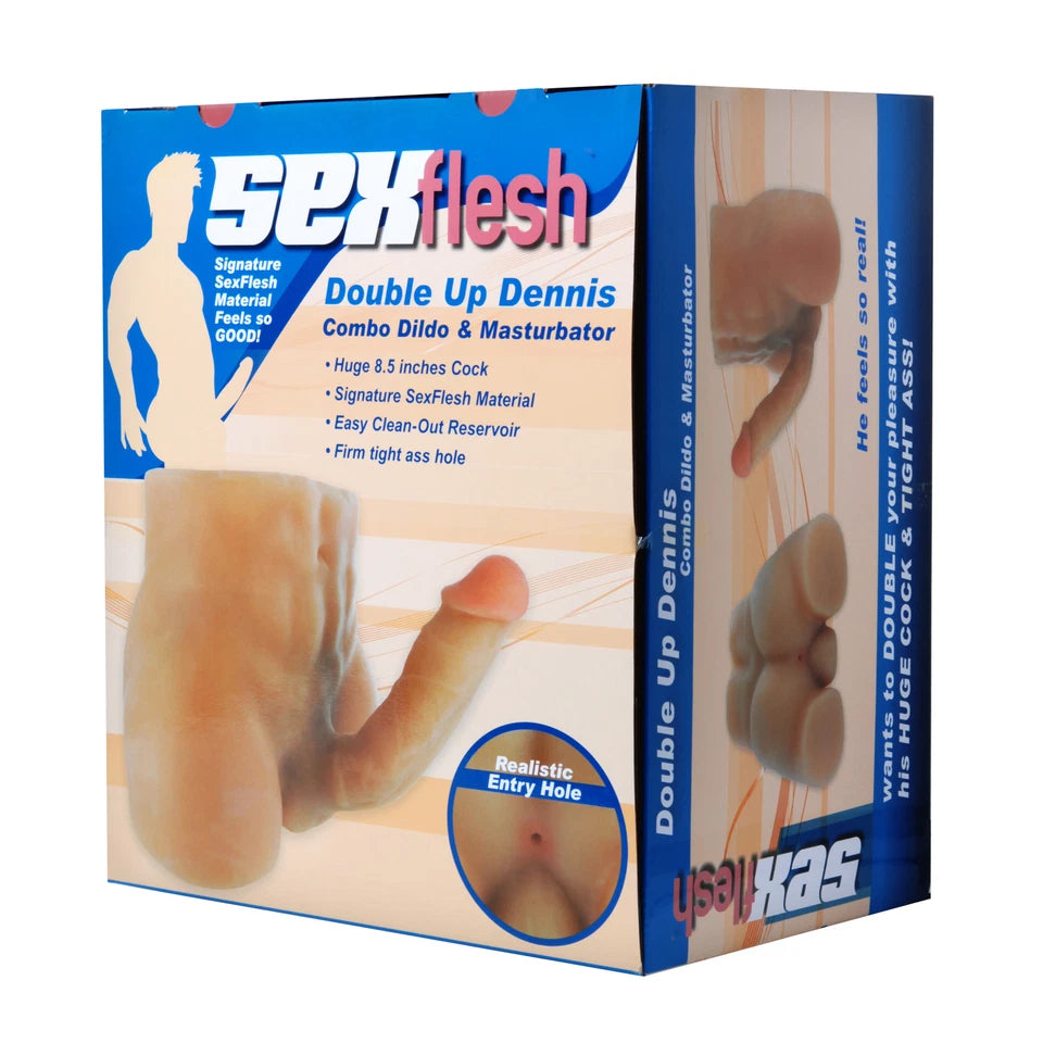 Sexflesh Double Up Dennis Realistic 3D Ass Combo Dildo and Masturbator Sex Toy