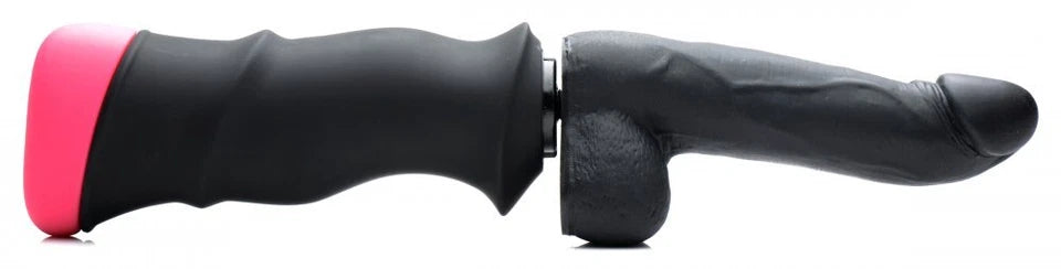 LoveBotz Mega-Pounder Hand-Held Thrusting Silicone dildo-dong 2 Speeds Black