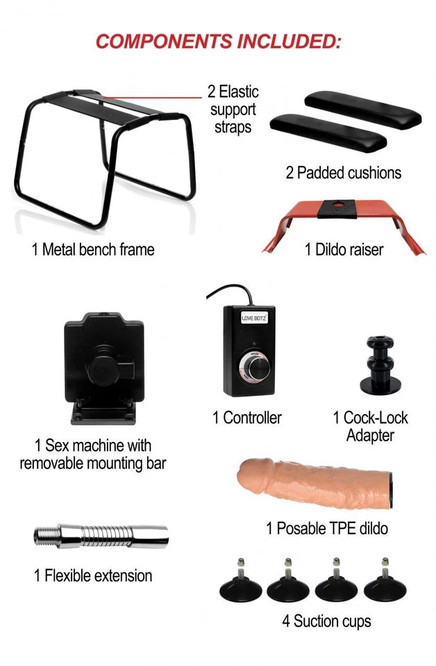 LoveBotz 4-in-1 Bangin Bench w/ hands-free sex-machine with dildo-dong Included