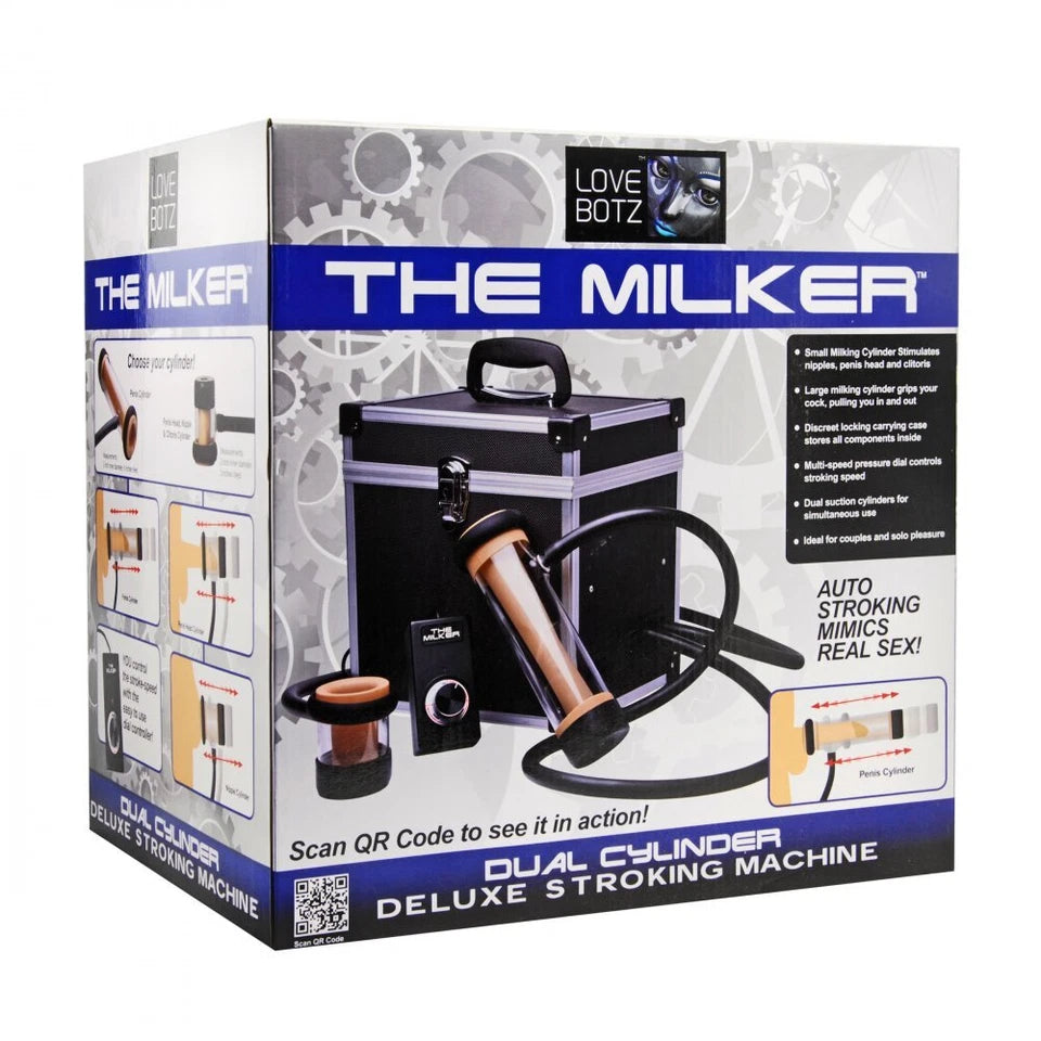 LoveBotz The Milker Dual Cylinder Deluxe Stroking Machine male masturbator
