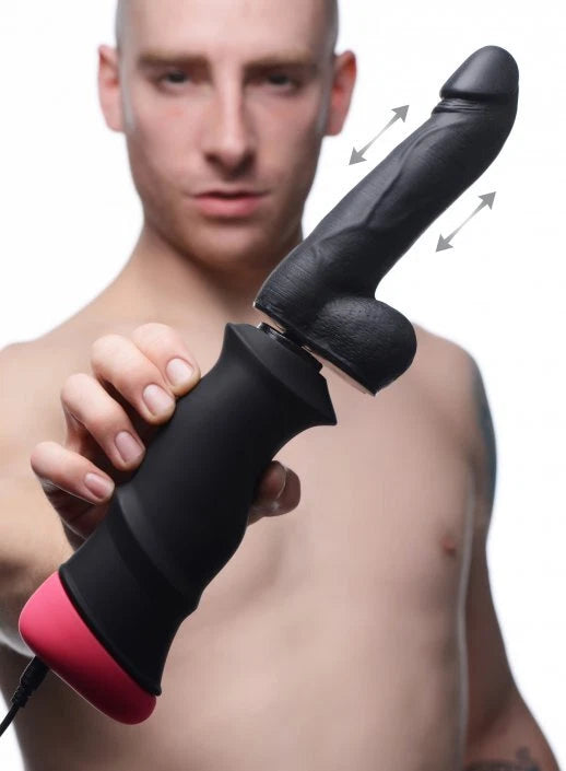LoveBotz Mega-Pounder Hand-Held Thrusting Silicone dildo-dong 2 Speeds Black