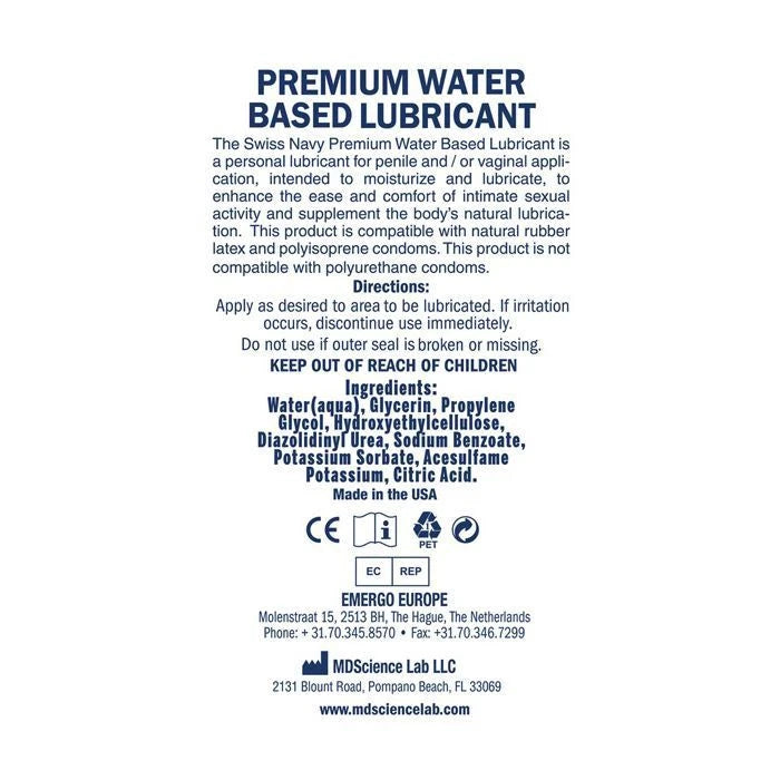 Swiss Navy Water Based Lubricant 32oz/946ml